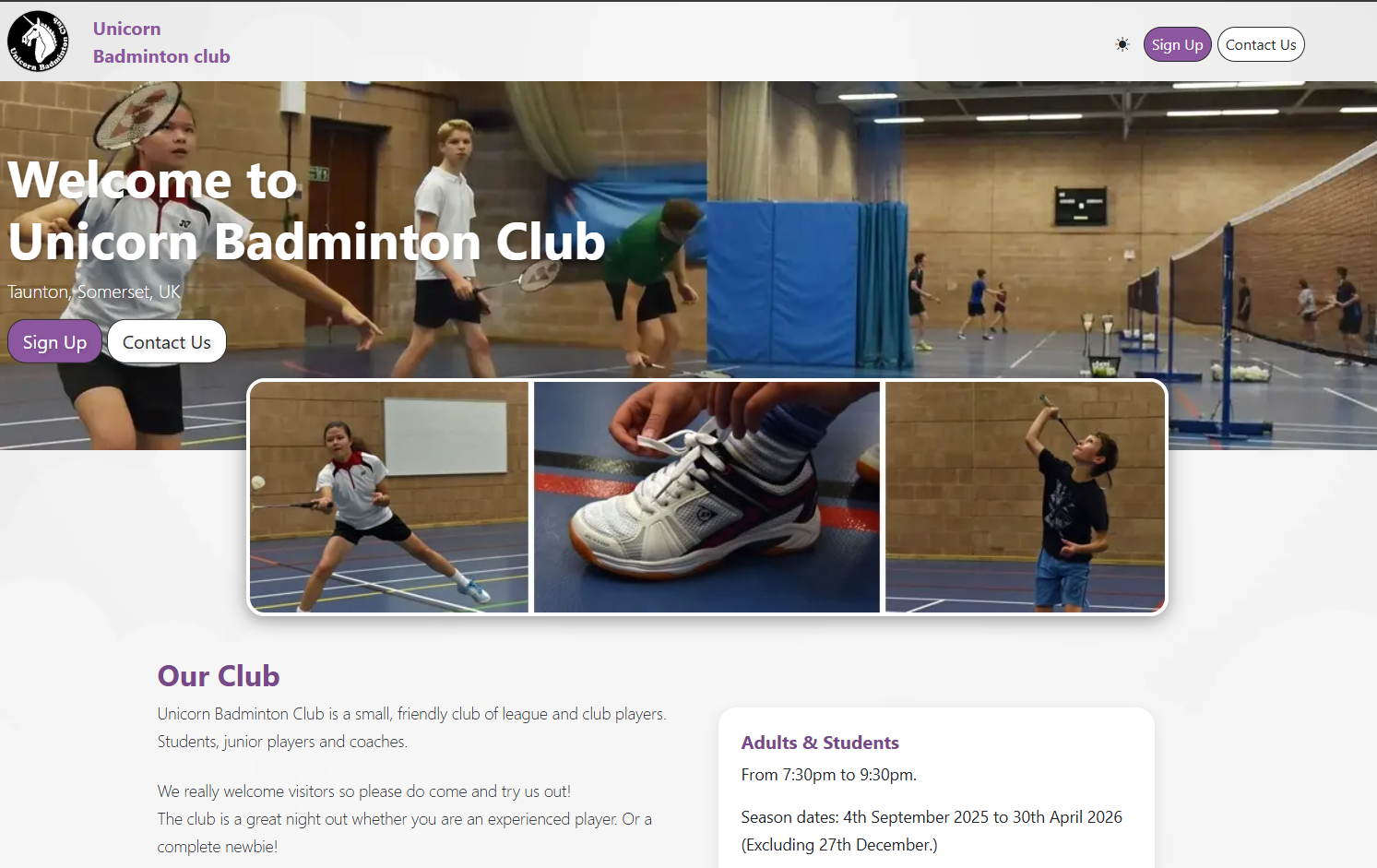 UBC website desktop view